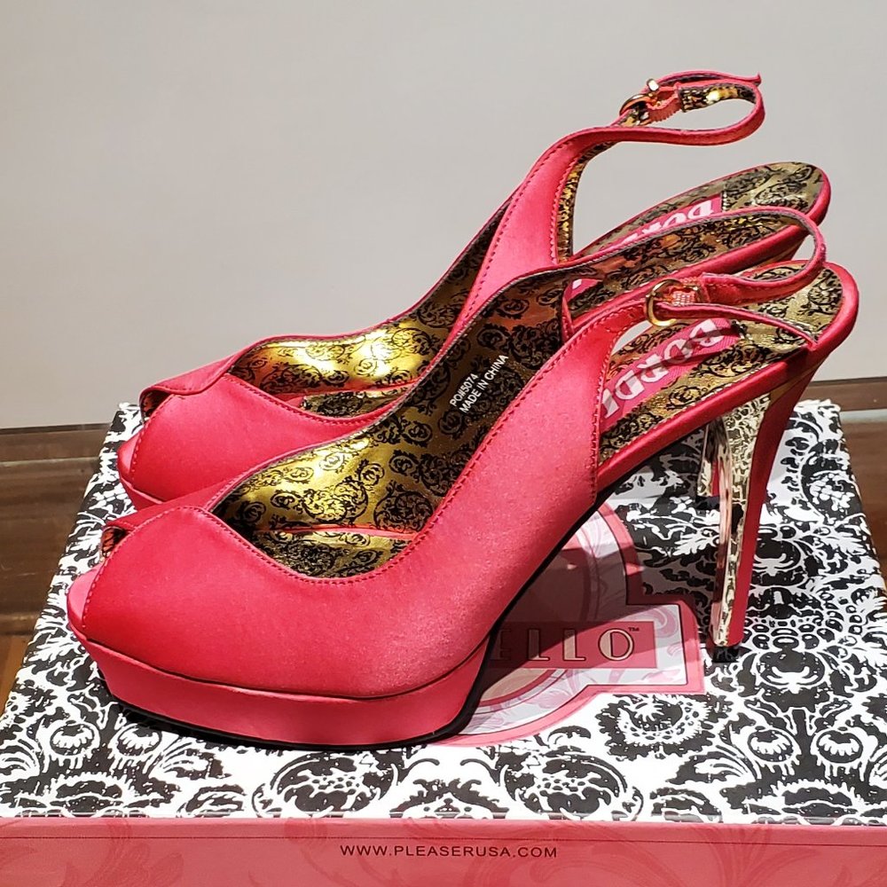 Fuschia stiletto satin shoes